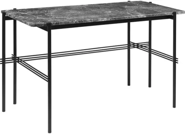 GUBI TS skrivbord 120 x 60 cm med svart underrede och grå Emperador-marmorplatta